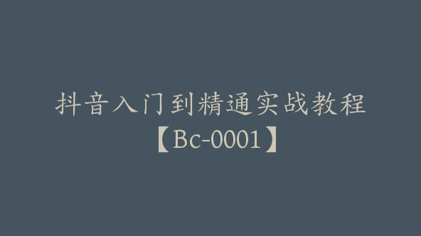 抖音入门到精通实战教程【Bc-0001】