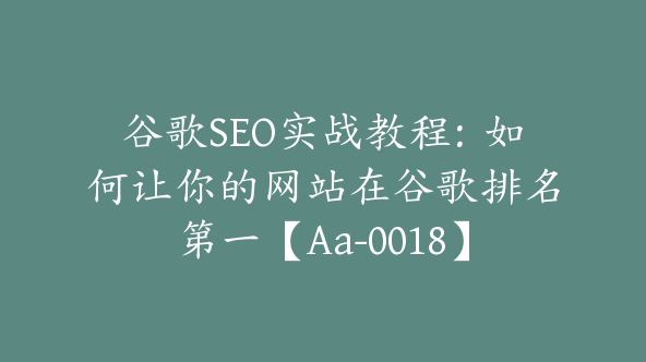 谷歌SEO实战教程：如何让你的网站在谷歌排名第一【Aa-0018】