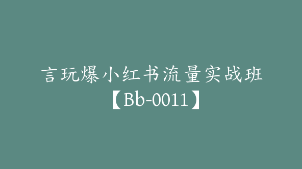 言玩爆小红书流量实战班【Bb-0011】