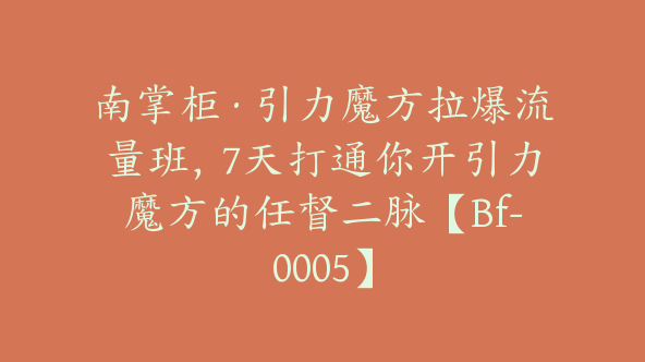 南掌柜·引力魔方拉爆流量班，7天打通你开引力魔方的任督二脉【Bf-0005】