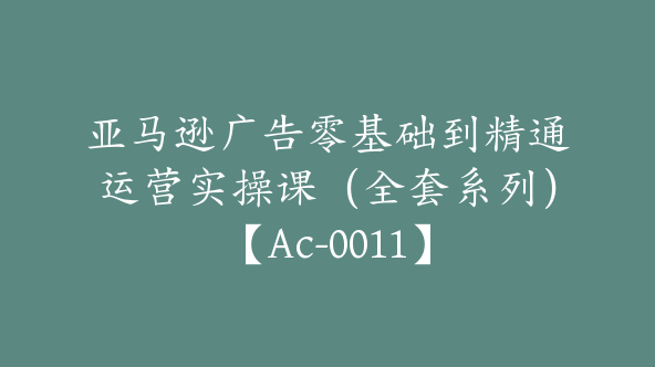 亚马逊广告零基础到精通运营实操课（全套系列）【Ac-0011】