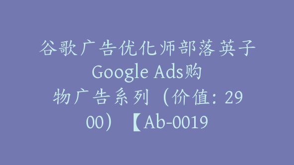 谷歌广告优化师部落英子Google Ads购物广告系列（价值：2900）【Ab-0019】