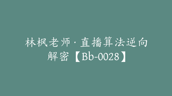 林枫老师·直播算法逆向解密【Bb-0028】