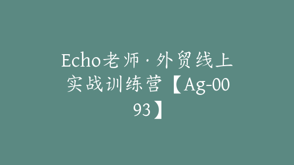 Echo老师·外贸线上实战训练营【Ag-0093】