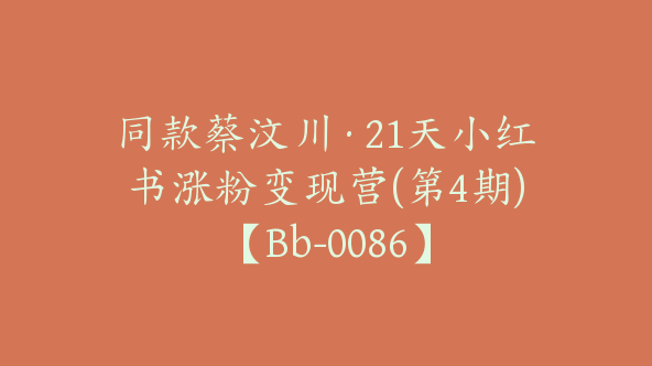 同款蔡汶川·21天小红书涨粉变现营(第4期)【Bb-0086】