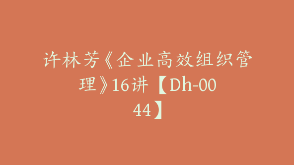 许林芳《企业高效组织管理》16讲【Dh-0044】