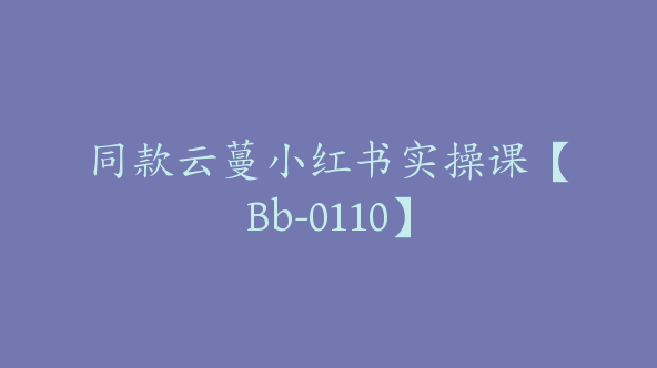 同款云蔓小红书实操课【Bb-0110】