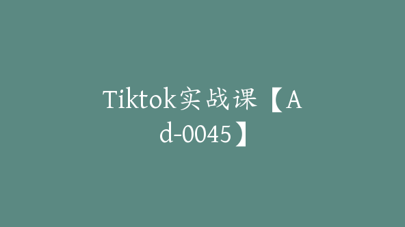 Tiktok实战课【Ad-0045】