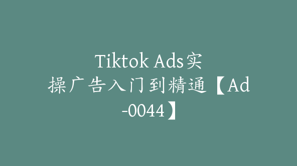 Tiktok Ads实操广告入门到精通【Ad-0044】