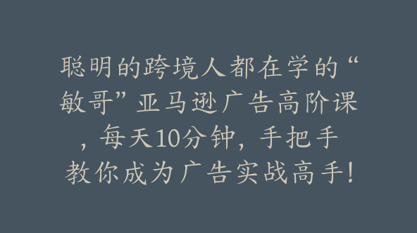 聪明的跨境人都在学的“敏哥”亚马逊广告高阶课，每天10分钟，手把手教你成为广告实战高手！【Ac-0035】