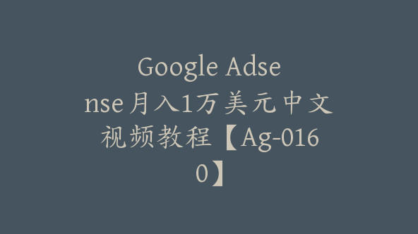 Google Adsense月入1万美元中文视频教程【Ag-0160】