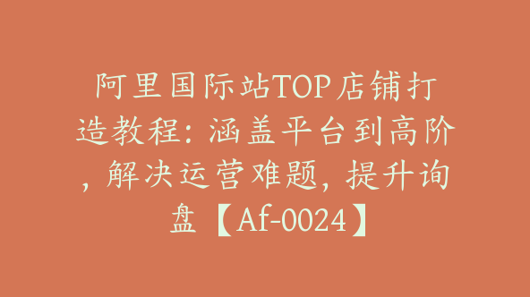 阿里国际站TOP店铺打造教程：涵盖平台到高阶，解决运营难题，提升询盘【Af-0024】